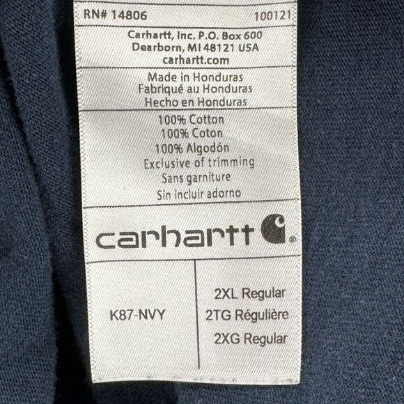 Carhartt Original Fit Tee Short Sleeve Mens 2XL Crew Neck Pocket T-Shirt Blue - Picture 5 of 10